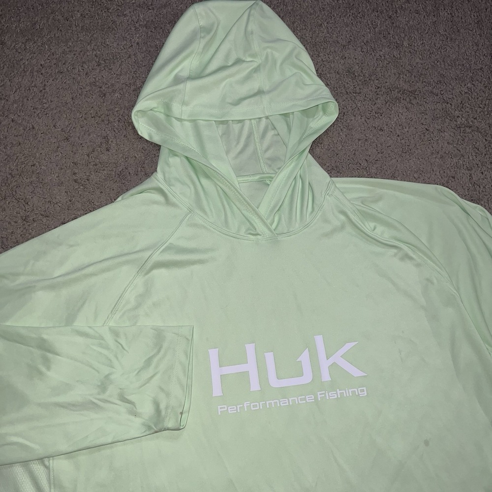 Huk Fishing Vented Pursuit Hoodie Neon Green Men's 2XL
